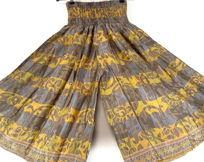 XL. Esther Short Leg Culottes in Summer Silk, One-Size Plus with Elasticated Waist. (Wide Leg Palazzo Pants)  SKU:822-6168