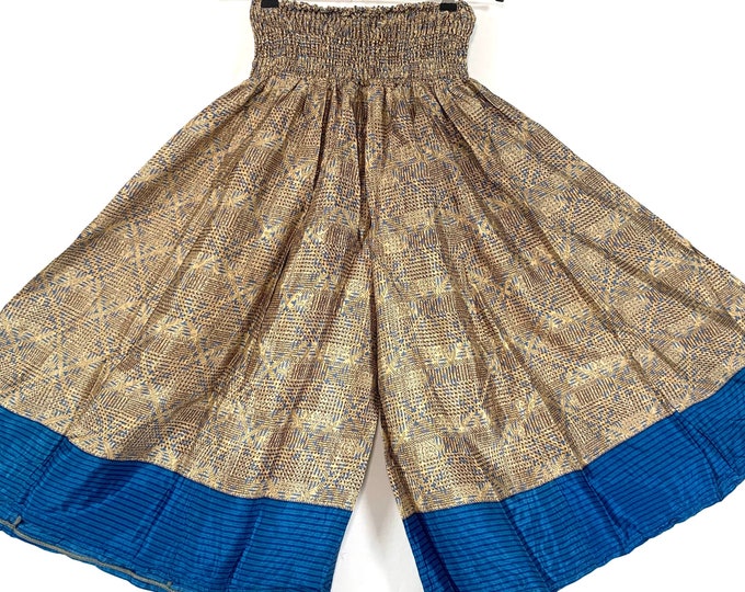 XL.Esther Short Leg Culottes in Summer Silk, One-Size Plus with Elasticated Waist. (Wide Leg Palazzo Pants)  SKU:822-6170