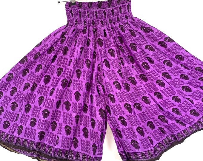 2XL. Emilie Short Leg Culottes in Summer Silk, One-Size Plus Plus with Elasticated Waist. (Wide Leg Palazzo Pants)  SKU:823-6190