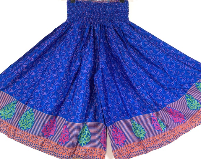 2XL. Emilie Short Leg Culottes in Summer Silk, One-Size Plus Plus with Elasticated Waist. (Wide Leg Palazzo Pants)  SKU:823-6189