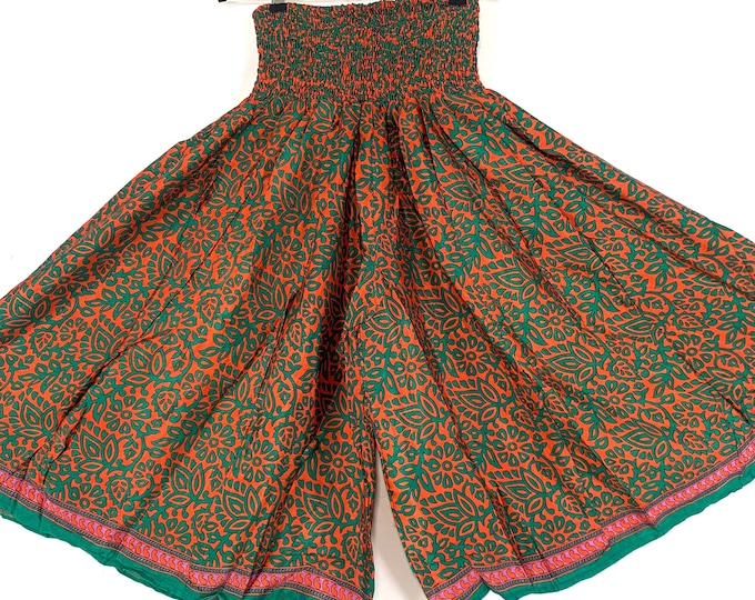 2XL. Emilie Short Leg Culottes in Summer Silk, One-Size Plus Plus with Elasticated Waist. (Wide Leg Palazzo Pants)  SKU:823-6197