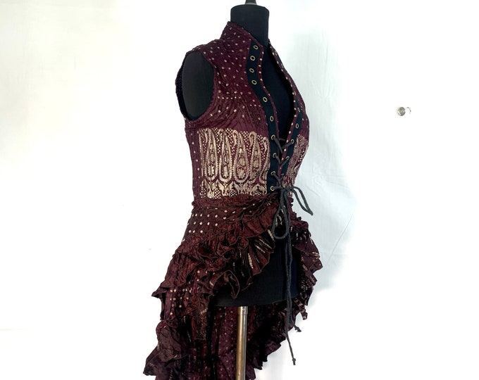 L. Isabella Corset  Dress, Steampunk Silk Brocade,  SKU:2001-2821