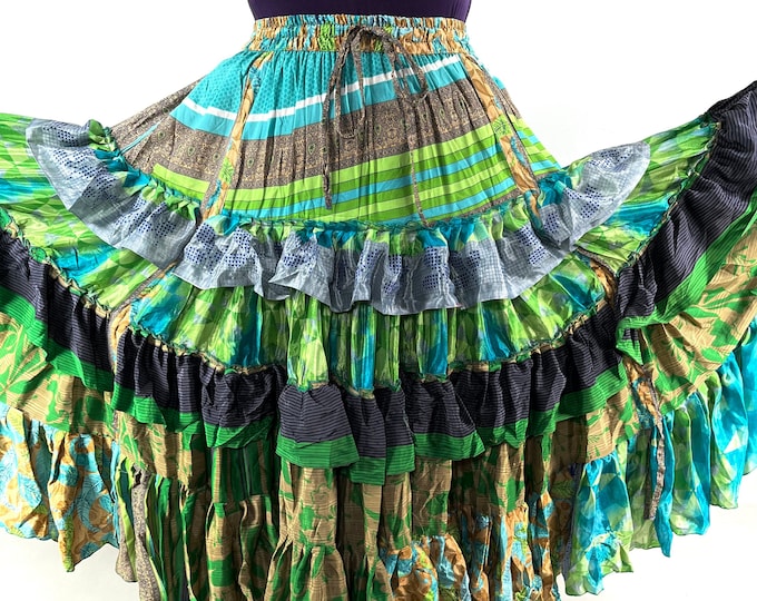 XL Jazmyn 25 yard Skirt. Silk Gypsy Boho Style SKU:737-7050