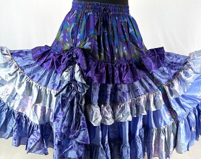 Jazmyn 25 yard Peasant Skirt in Summer Silk, Maxi Skirt; Bellydance Flamenco skirt for summer SKU:738-7096