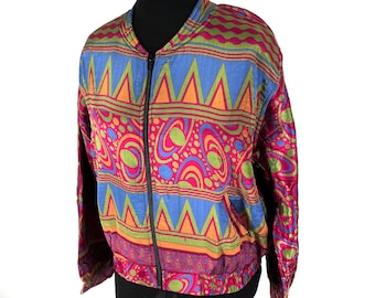 Jude Silk Bomber Jacket with a light fleece cosy lining. One size.  (perfect for summer nights) SKU:501-5341