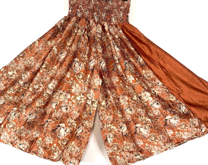 XL. Esther Short Leg Culottes in Summer Silk, One-Size Plus with Elasticated Waist. (Wide Leg Palazzo Pants)  SKU:822-6165