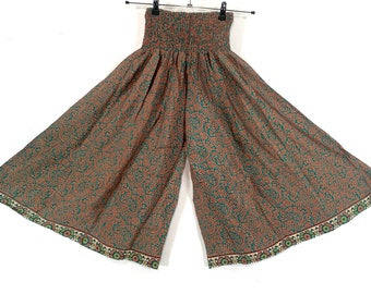 Estrella Short Leg Culottes in Summer Silk, One Size Elasticated Waist Trousers (Wide Leg Palazzo Pants)  SKU:821-6158