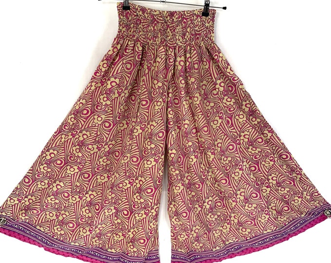 XL Delilah Culottes in Summer Silk with Plus size Elasticated Waist, great for a fuller figure. (Wide Leg Palazzo Pants) SKU:838-4927
