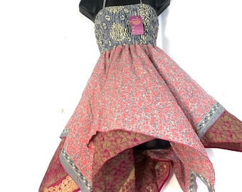 Isla Teenager Silk Fairy Dress; Length 28" (71cm) One size (Boho Short Girl Summer Festival Dress)