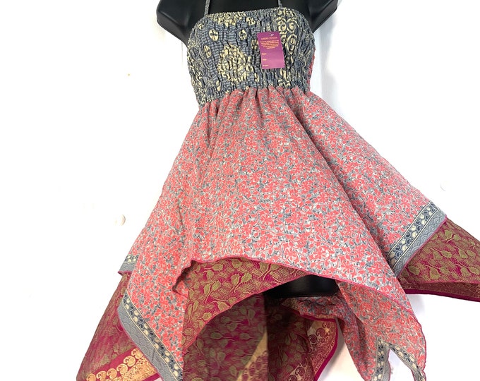 Isla Teenager Silk Fairy Dress; Length 28" (71cm) One size (Boho Short Girl Summer Festival Dress)