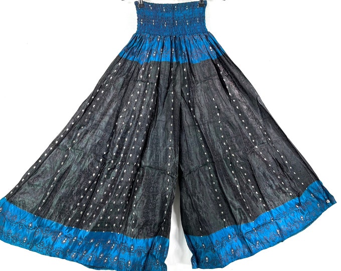 Felicity Culottes in Silk brocade One Size pants with Elasticated Waist Wide Leg Palazzo trousers SKU:810-7735