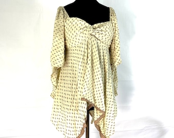 Stevie Boho Floaty Silk Top (Forest Fairy Pixie Blouse) Womens Summer Top One Size.