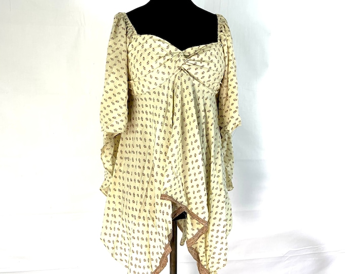 Stevie Boho Floaty Silk Top (Forest Fairy Pixie Blouse) Womens Summer Top One Size.
