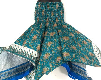 Nina Fairy Skirt Girl One size in Silk (Length 32") a summer silk handmade handkerchief skirt swirly SKU:899-