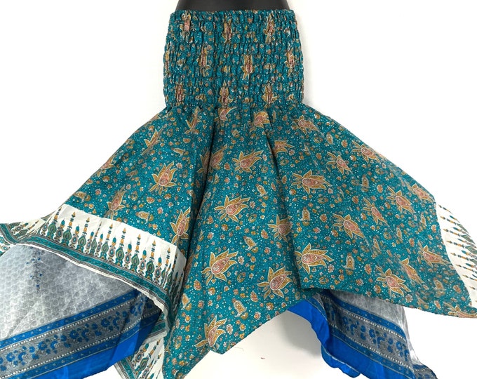 Nina Fairy Skirt Girl One size in Silk (Length 32") a summer silk handmade handkerchief skirt swirly SKU:899-