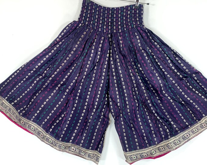 2XL. Marion Short Leg Culottes in Silk Brocade with Plus Plus elasticated waist for fuller figure. (Wide Leg Palazzo Pants) SKU:817-6661