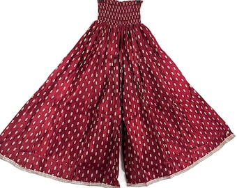 Felicity Culottes in Silk brocade One Size pants with Elasticated Waist Wide Leg Palazzo trousers SKU:810-7737