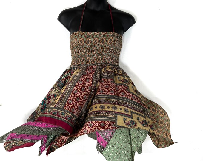 Gina Plus size, Fairy Dress 38" Long  in Summer Silk (An ideal Maternity, Tall Girl Dress) SKU:906-7864
