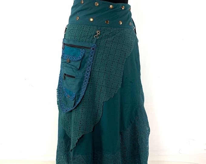 Victorian Walking Skirt with a detachable 3 Pocket Purse. Aqua SKU:1040-1041-