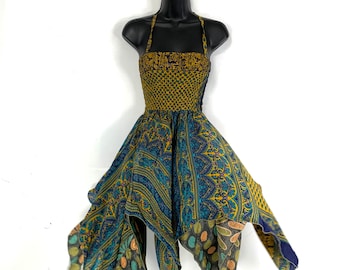 Isla Petite Silk Fairy Dress. Length 28" (71cm) Boho, Summer Festival Dress (SKU:901-5120)