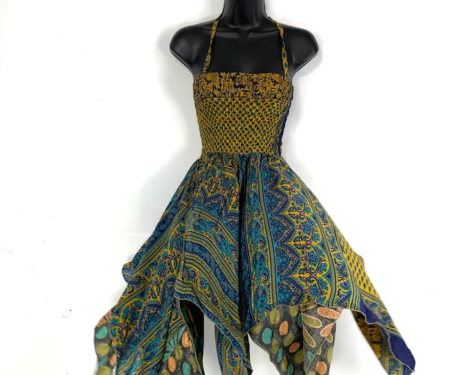 Isla Teenager Silk Fairy Dress; Length 28" (71cm) One size (Boho Short Girl Summer Festival Dress) SKU:901-5120
