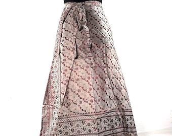 Pemberin Midi One Size Wrap Skirt in Upcycled Heavy Silk Brocade Sari. (One Layer A-Line Saree Wrap Skirt) SKU:2031-6384