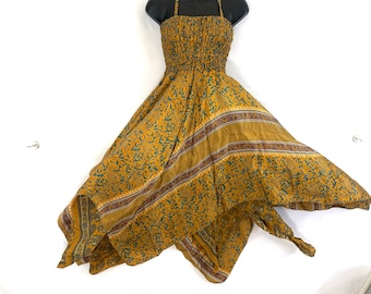 Vestido de hada Tatiana largo 43&quot; B. Sedoso verano talla única. Boho, hippie, boho, gitano, princesa, pañuelo, niña de las flores SKU: 902-3100