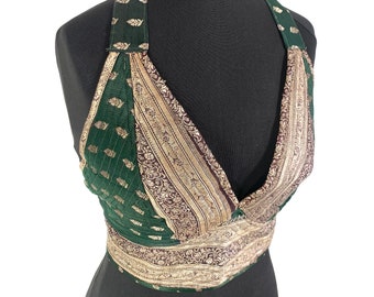 M/L. Phoenix Tribal Top, Silk, Steampunk Pagan, Bohemian, Gypsy, Larp, Goth, Dark Mori, Celtic crop top. SKU:1021-5013