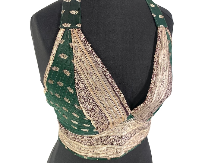 M/L. Phoenix Tribal Top, Silk, Steampunk Pagan, Bohemian, Gypsy, Larp, Goth, Dark Mori, Celtic crop top. SKU:1021-5013