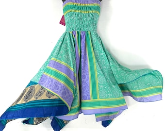 Ayeling Fairy Dress; Silk Summer Dress, One Size 38" (97cm) Midi Length, Silky Sun Bohemian Hippy Boho Gypsy Princess. SKU:904-7266