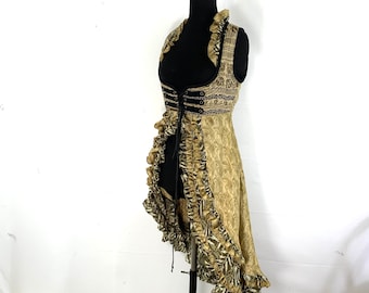 L. Celeste Bustier Dress. Underbust Corset with adj tail length. Vintage Silk. Cosplay, Larp, Steampunk, Fairy, Renaissance