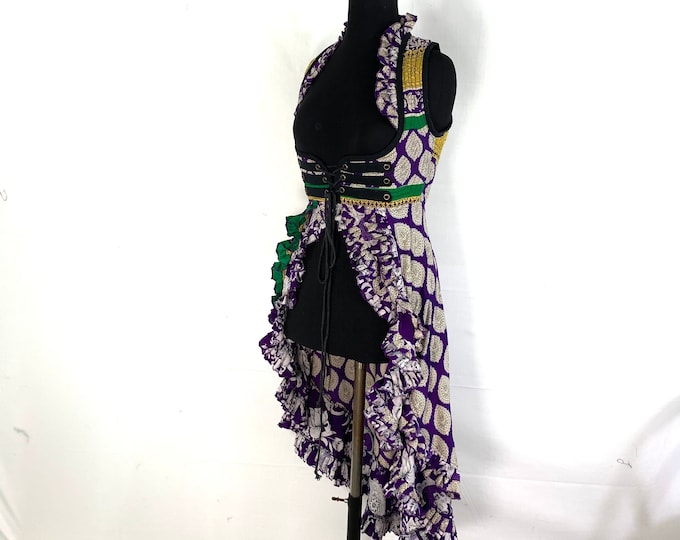 M. Celeste Bustier Dress, Underbust Corset with adj tail length. Vintage Silk. Cosplay, LARP, Steampunk, Fairy, Renaissance