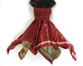 Isla Teenager Silk Fairy Dress; Length 28" (71cm) One size (Boho Short Girl Summer Festival Dress)