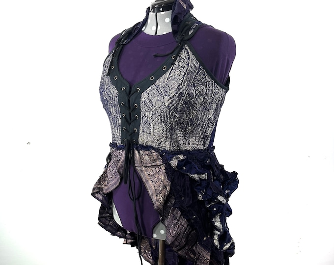 4XL. Varuna Corset Bustier Dress in Silk Brocade with long body. SKU:2002-7481