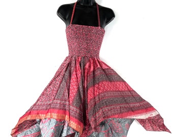 Ayeling Fairy Dress; 38"/97cm Midi Silk Summer Dress, One Size Boho (SKU:904-7281)