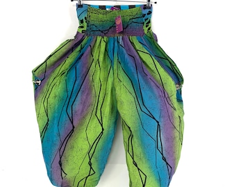 Festival Pants Silk S/M; Palazzo Pants Zip Pocket Trousers, Gypsy Pants High Crotch Harem Pants SKU:800-