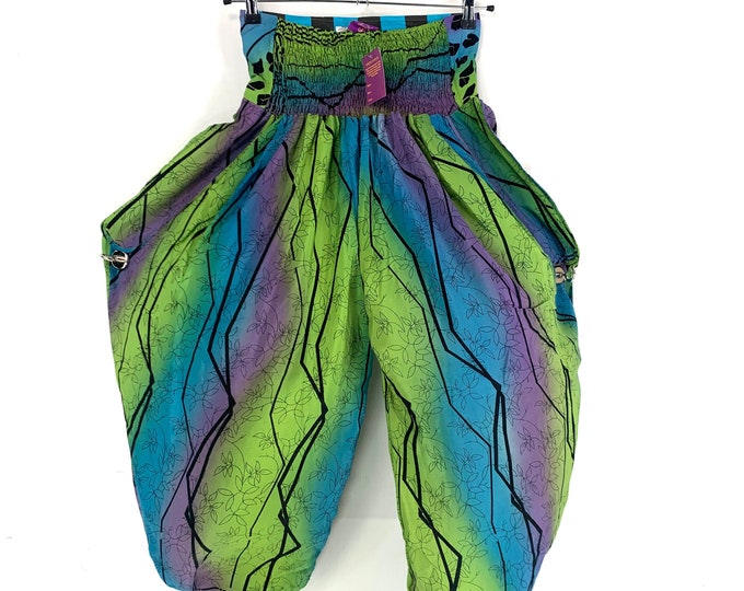 Festival Pants Silk S/M; Palazzo Pants Zip Pocket Trousers, Gypsy Pants High Crotch Harem Pants SKU:800-