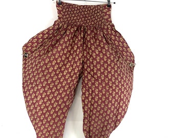 Festival Pants Silk S/M; Palazzo Pants Zip Pocket Trousers, Gypsy Pants High Crotch Harem Pants SKU:800-