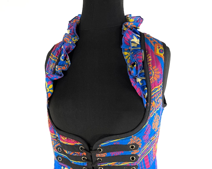S. Celeste Underbust Corset Dress. Bustier with adj tail length. Vintage Silk. Steampunk, Fairy, Renaissance SKU:985-5432