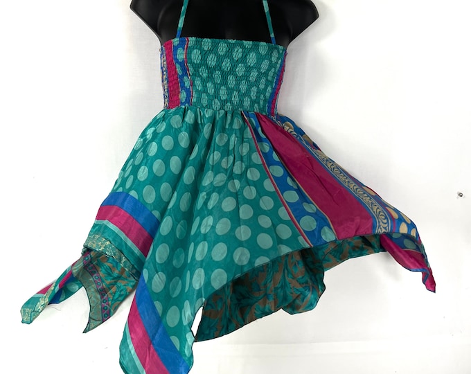 Gina Plus size, Fairy Dress 38" Long  in Summer Silk (An ideal Maternity, Tall Girl Dress) SKU:906-7854