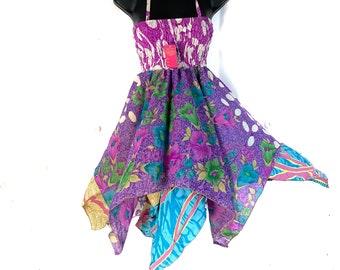 Isla Teenager Silk Fairy Dress; Length 28" (71cm) One size (Boho Short Girl Summer Festival Dress) SKU:901-2306