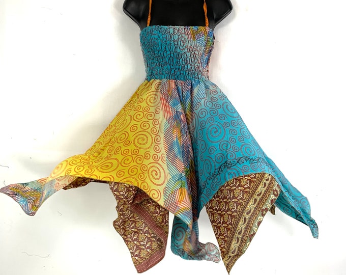 Isla Teenager Silk Fairy Dress; Length 28" (71cm) One size (Boho Short Girl Summer Festival Dress)