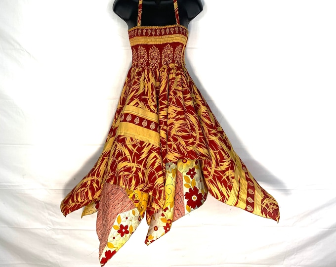 Tatiana Silk Long Fairy Dress 43" (109cm) One size, (Boho, Summer Festival, Tall Girl Dress)