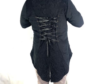 Steampunk Tailcoat handmade in Black Corduroy. SKU:548