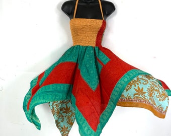 Isla Teenager Silk Fairy Dress; Length 28" (71cm) One size (Boho Short Girl Summer Festival Dress)