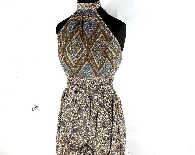 Sadie Silk Pixie Dress One Size. Sun Goddess Halter Dress with adjustable Rouches.  SKU:1031-5506