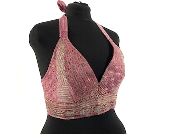 2XL Phoenix Tribal Top - New cut silk brocade halter top (SKU:1026-5953)