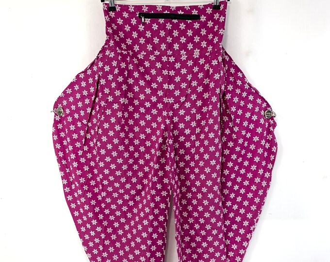 Cotton Festival Pants with Zip Pocket, Adult Palazzo Trousers, Gypsy Harem Pants, High Crotch,