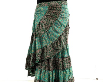 Kezia Gypsy Silk Wrap Skirt in One size (Can be worn as a dress). SKU:930-6886