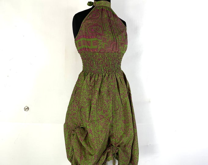 Sadie Silk Pixie Dress. One Size. A Sun Goddess Halter Dress with adjustable Rouches.  SKU:1031-5502